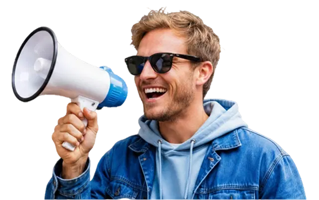Creator with megaphone