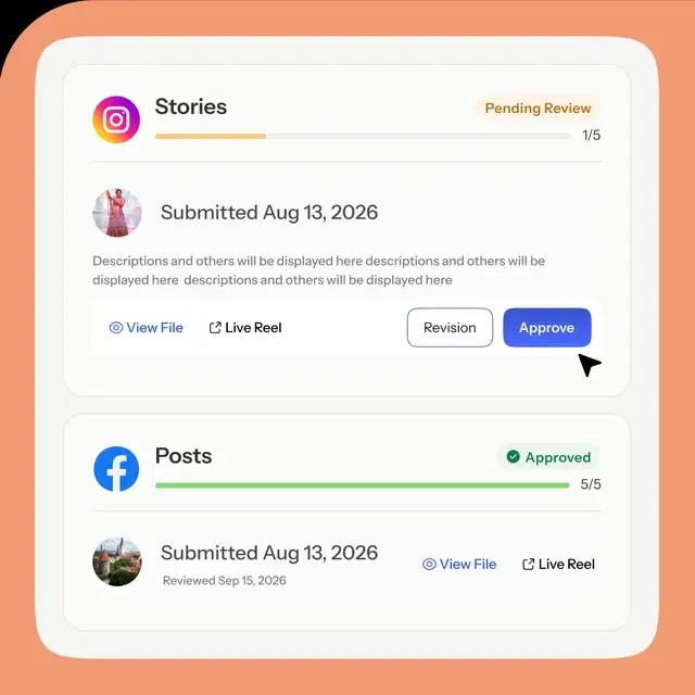 Content approval queue for stories and posts