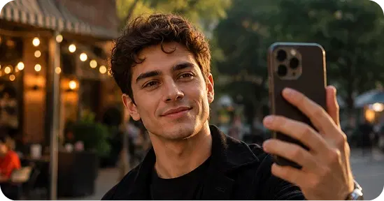 Creator with phone